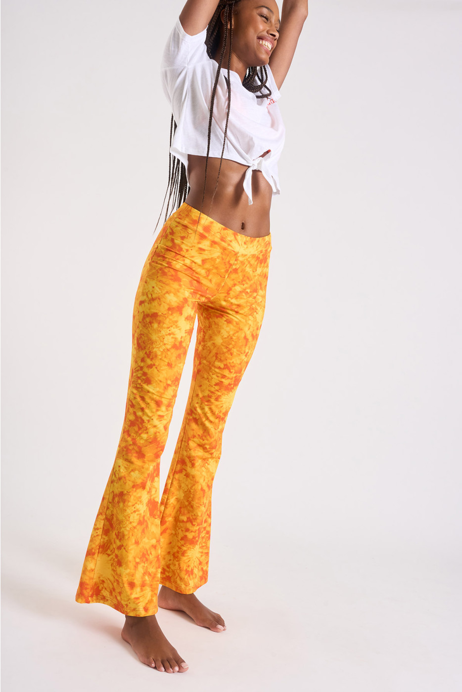 Pantaloni scampanati arancione tie-and-dye Noelo Smiledye - 3