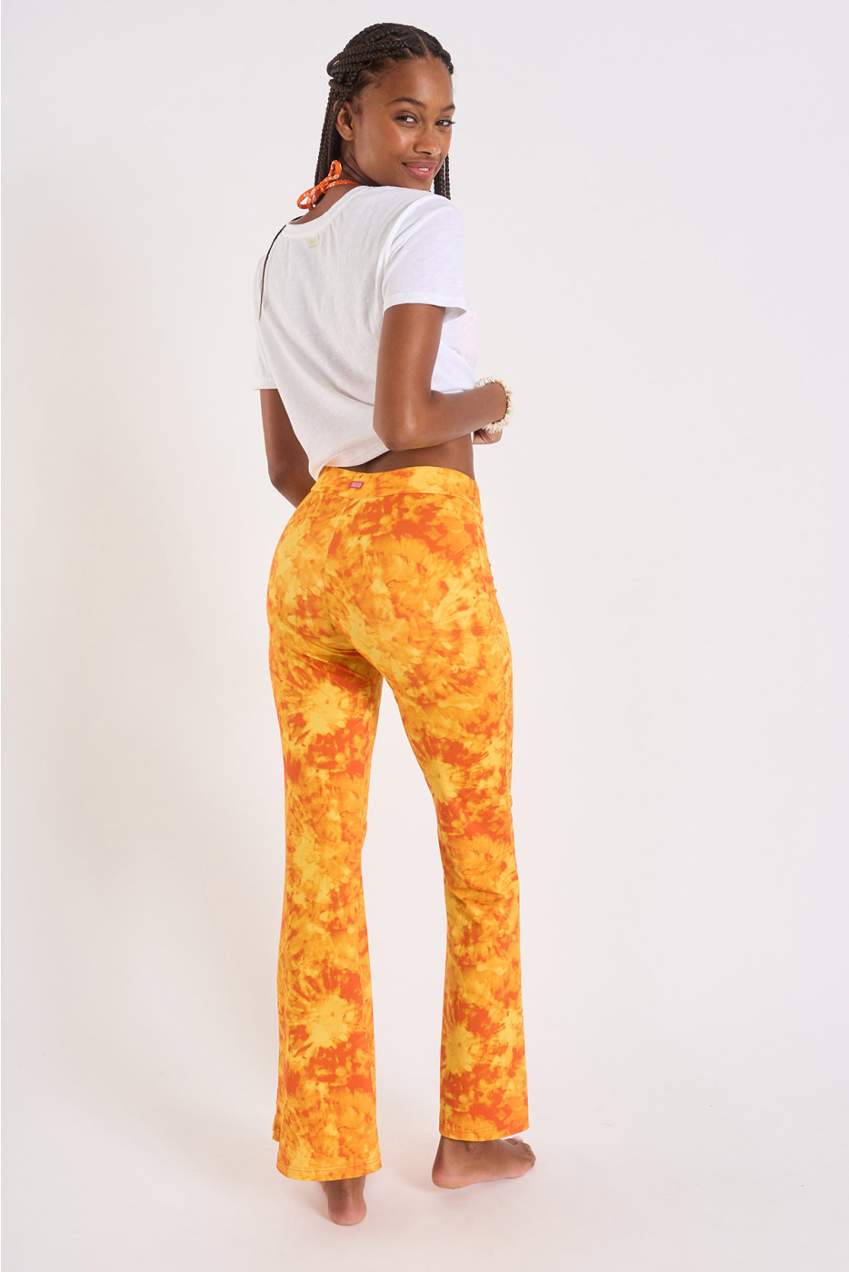 Pantaloni scampanati arancione tie-and-dye Noelo Smiledye - 5