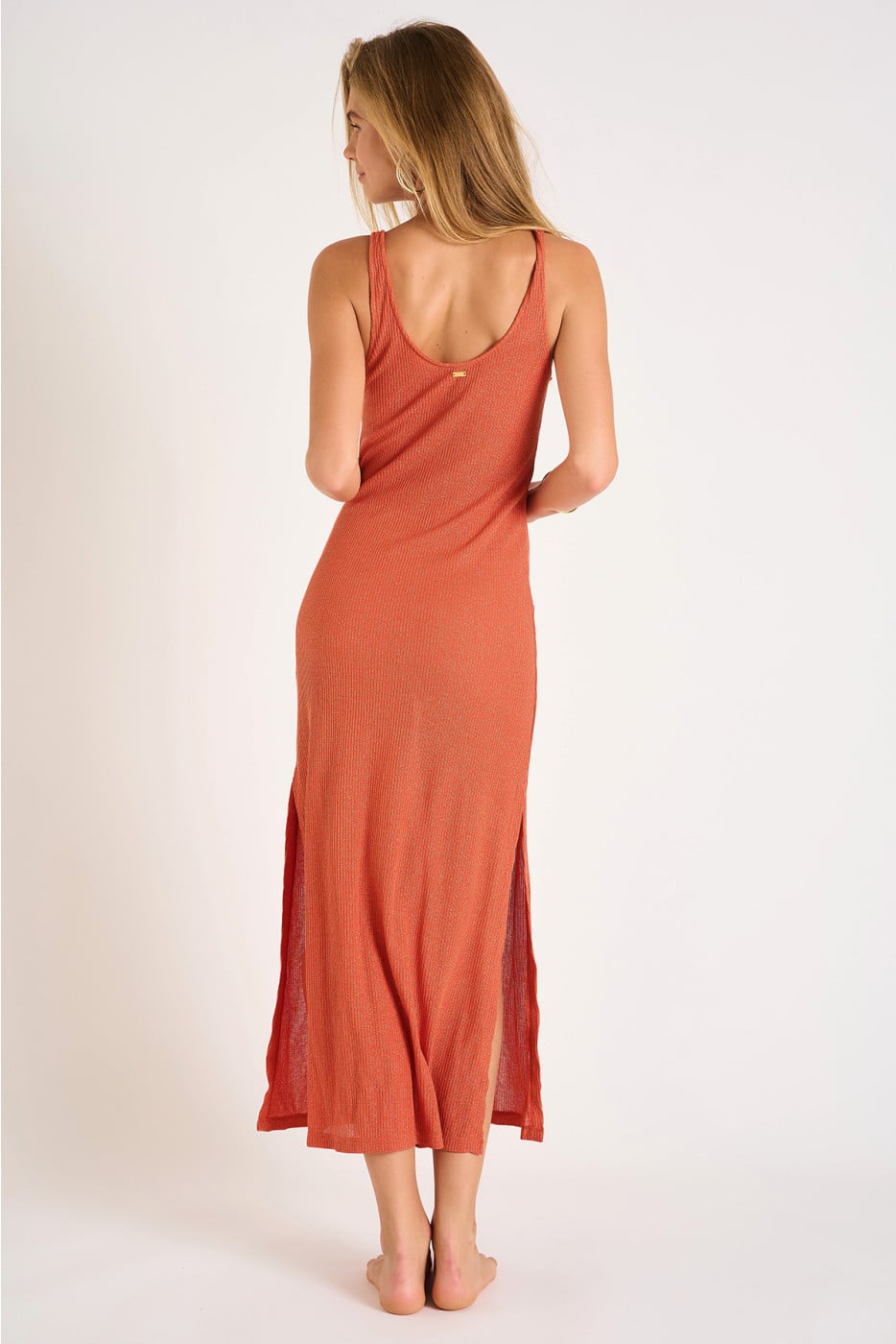AMIVA GOLDENRIB orange maxi dress