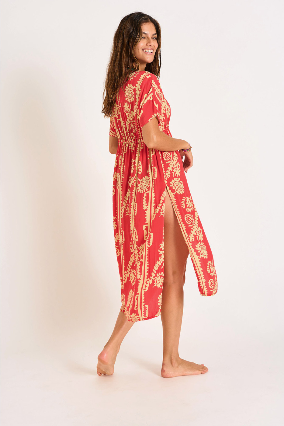 ELVIE SARONG long red kimono