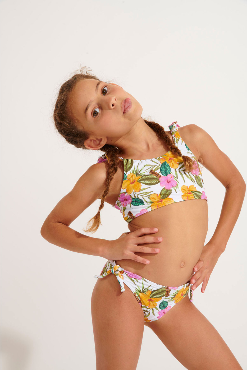 Bañador de 2 piezas con estampado tropical blanco para niña PEANUTS TORTUGA