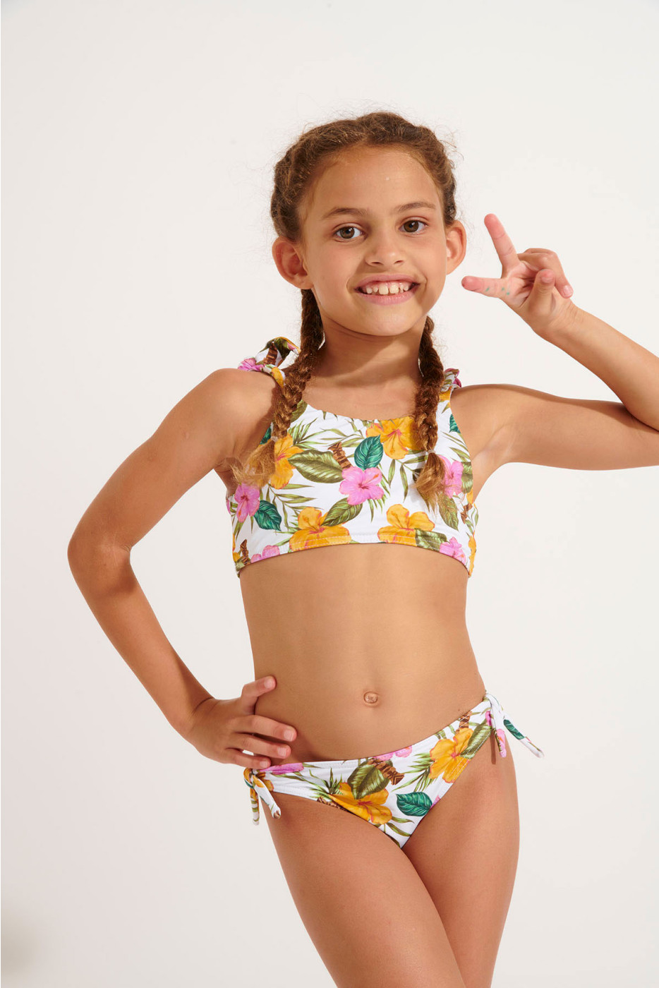 Bañador de 2 piezas con estampado tropical blanco para niña PEANUTS TORTUGA
