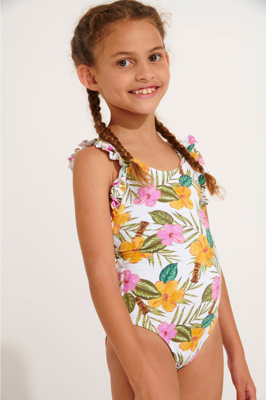 Girls' TUNES TORTUGA tropical print swimsuit