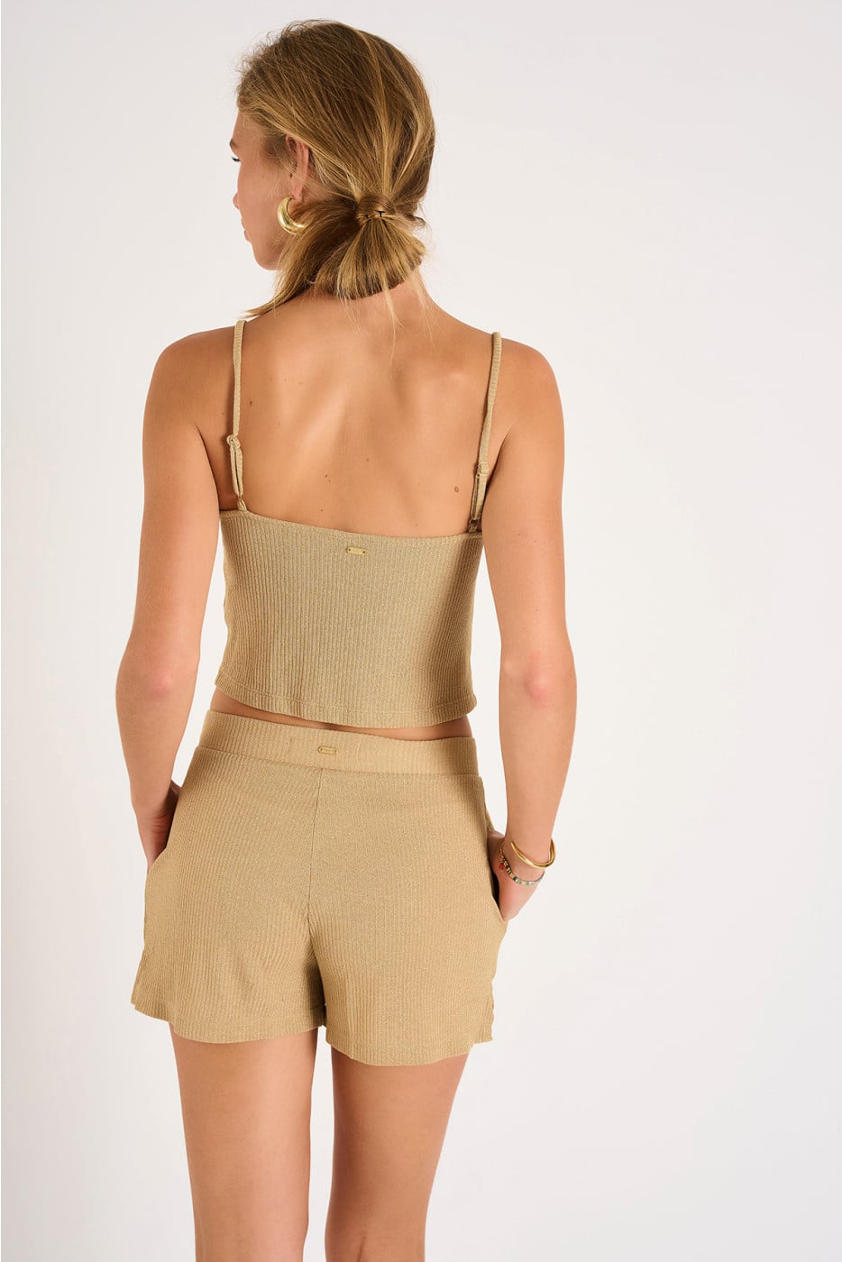 Top con spalline beige RAMA GOLDENRIB - 2