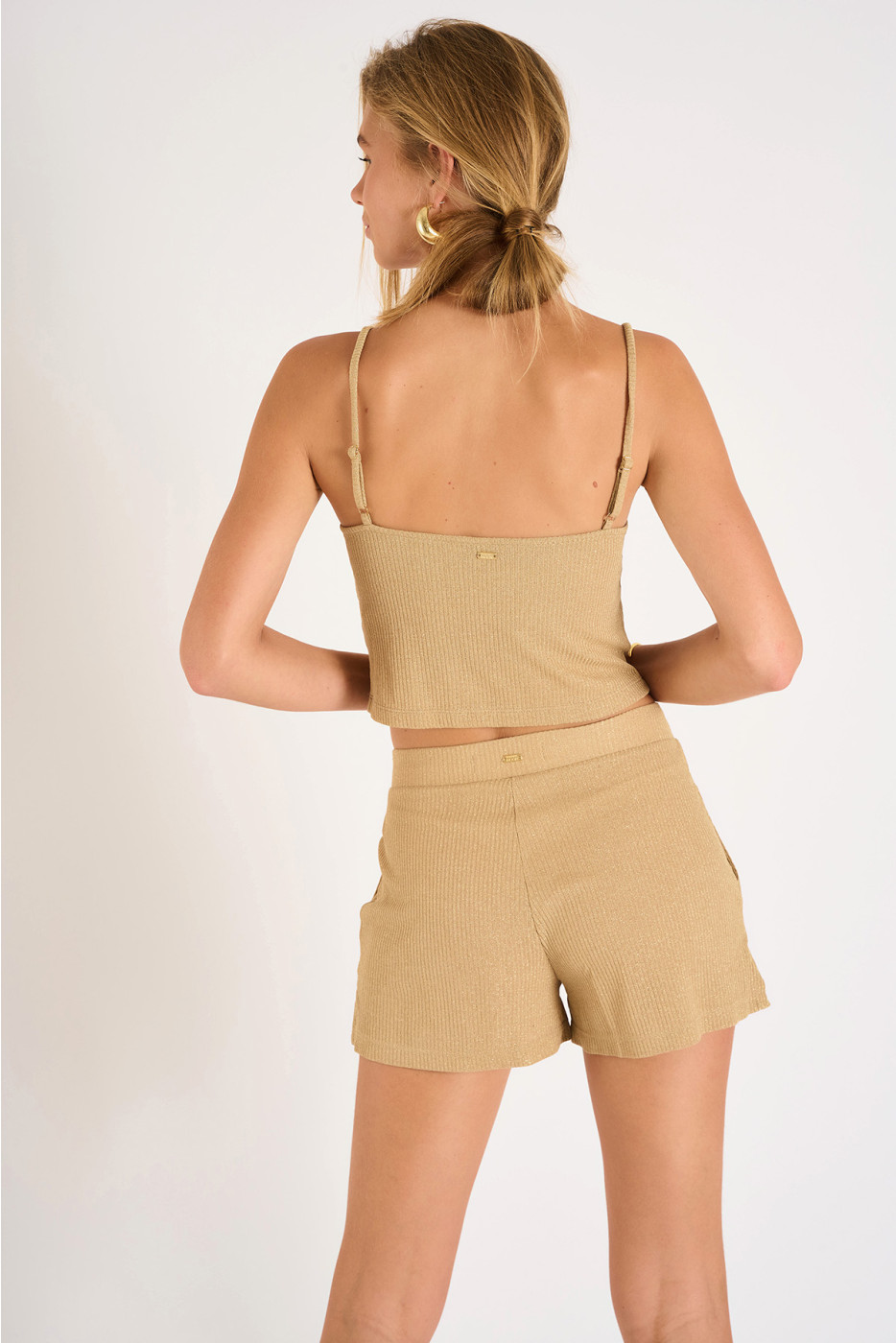 Top con spalline beige RAMA GOLDENRIB - 6
