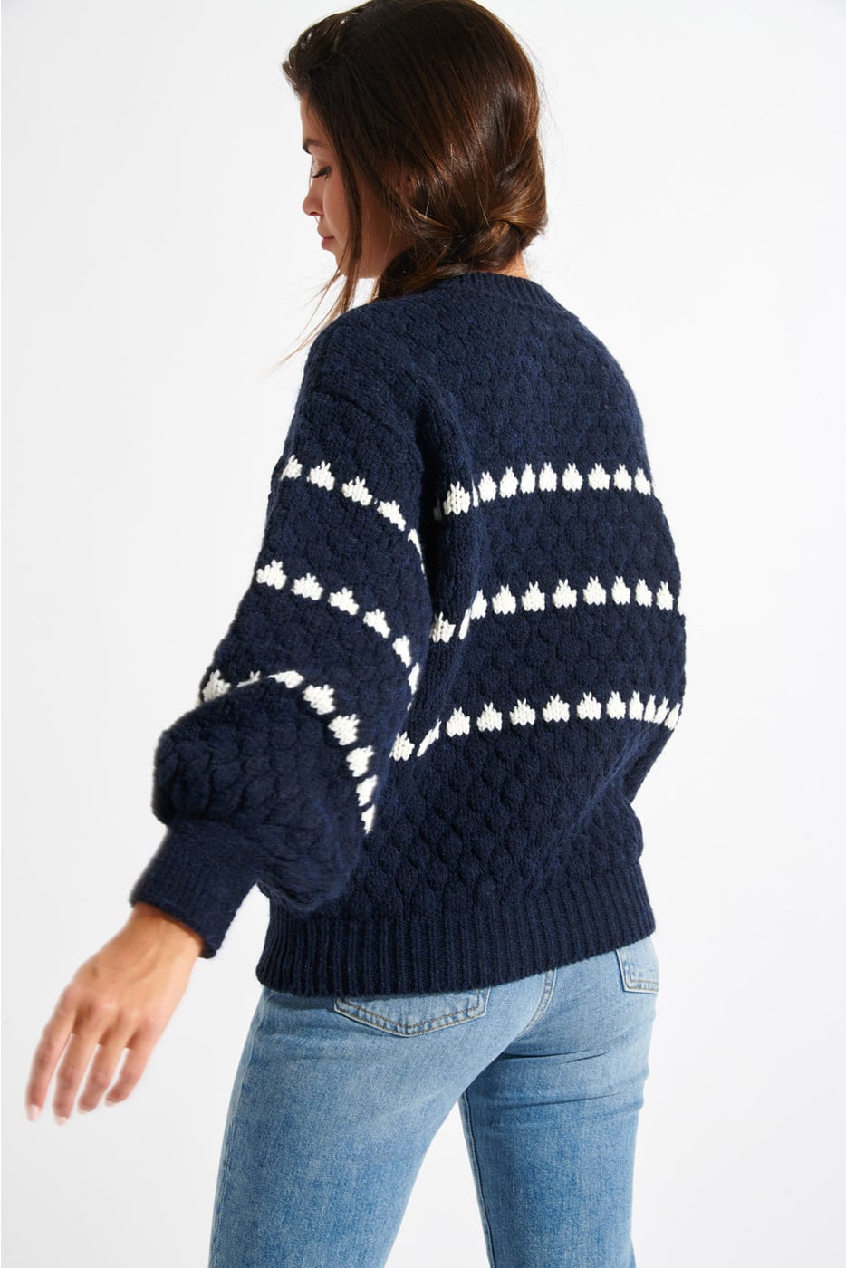 AFTON NIRKO navy blue jacquard jumper - 3