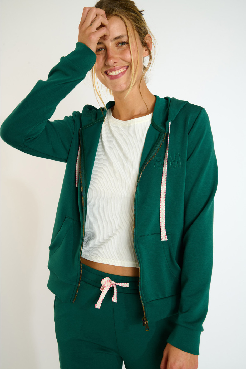 Giacca con cappuccio e zip verde RESCO BAYJOY - 4