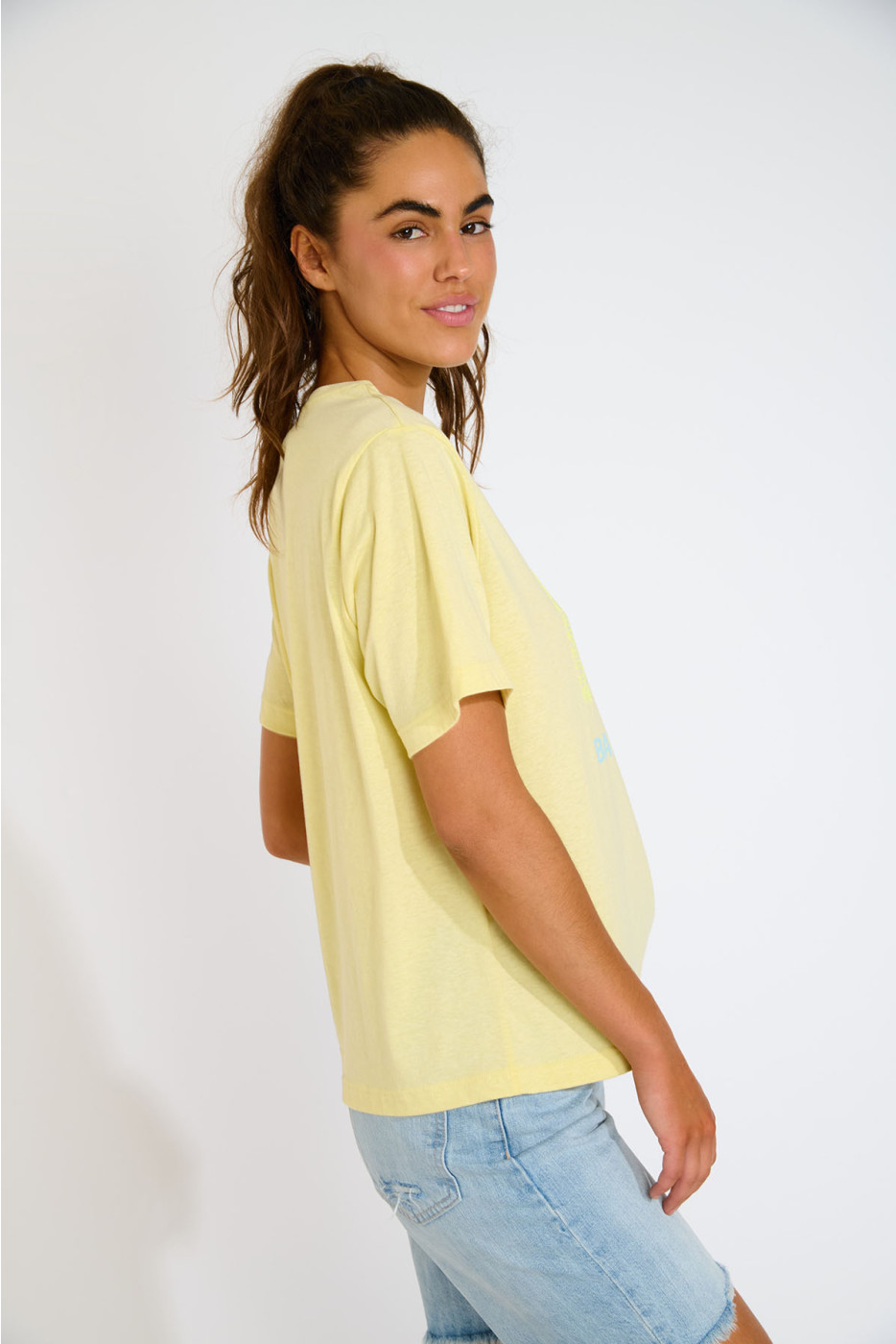 T-shirt gialla color paglia con stampa ALHOAS SALTEE - 5