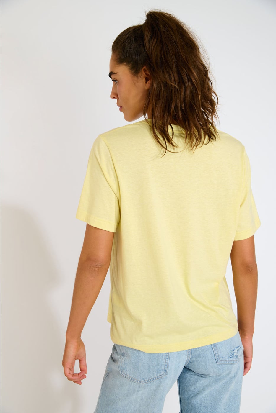 T-shirt gialla color paglia con stampa ALHOAS SALTEE - 2