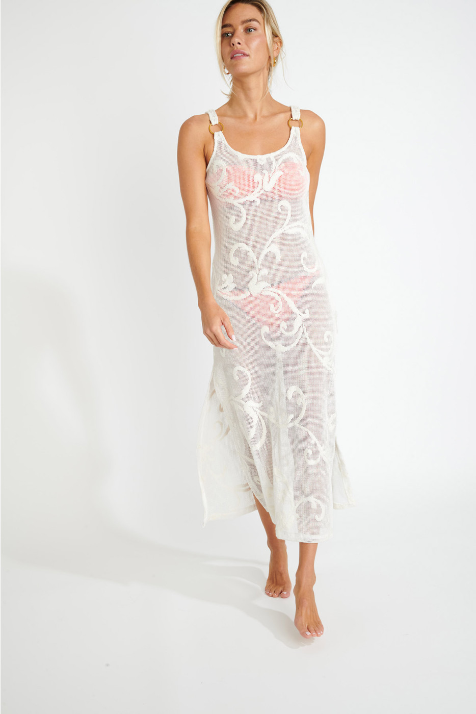 Vestido largo de playa bordado blanco AMIVA BOATDAY