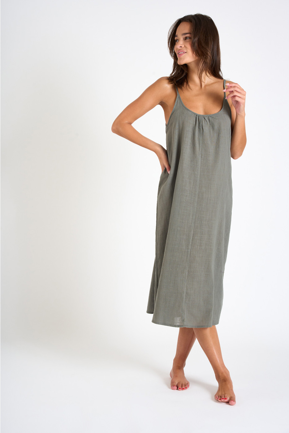Kaki maxi-jurk CAPUCINE ALYPSO - 3