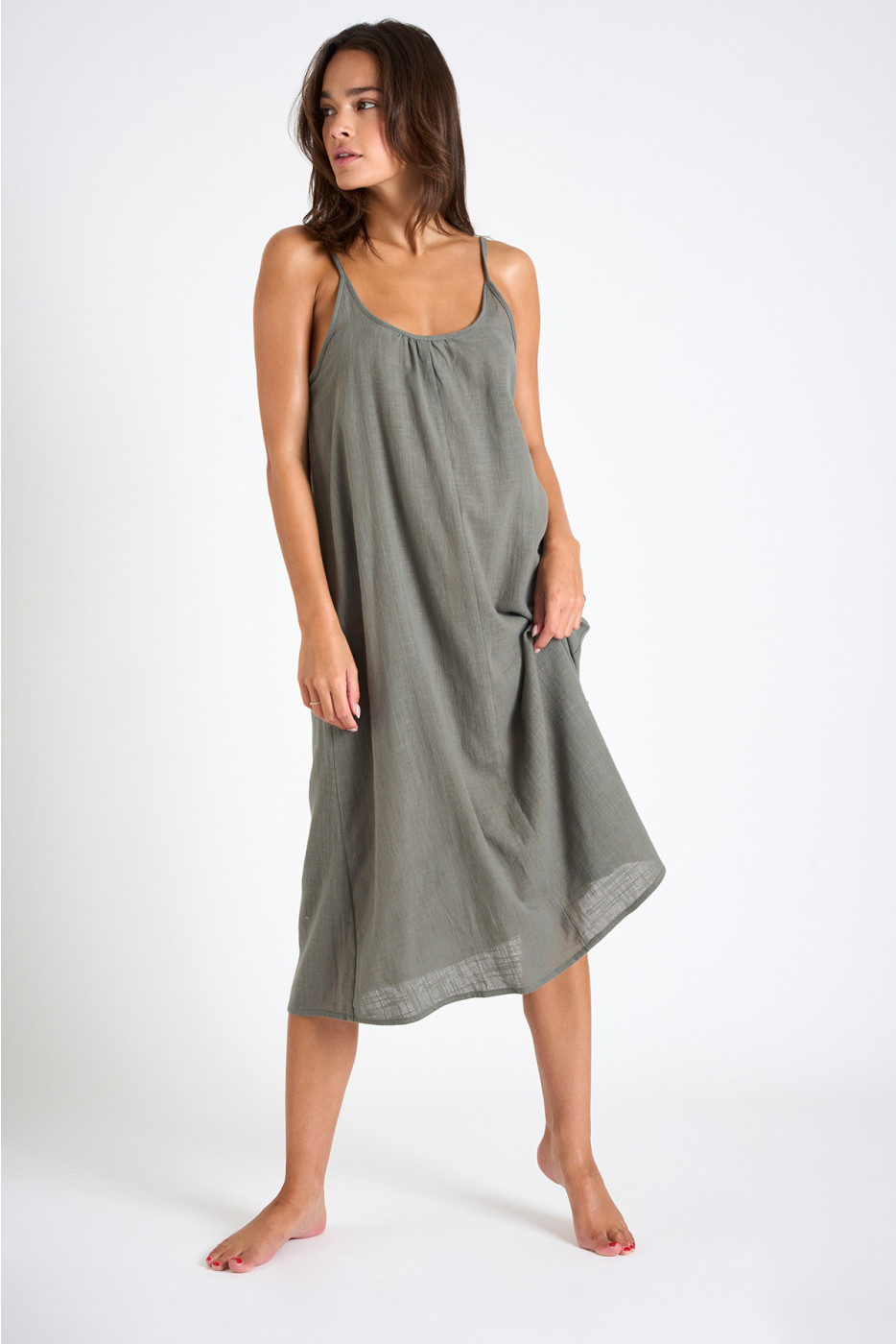 Kaki maxi-jurk CAPUCINE ALYPSO - 4