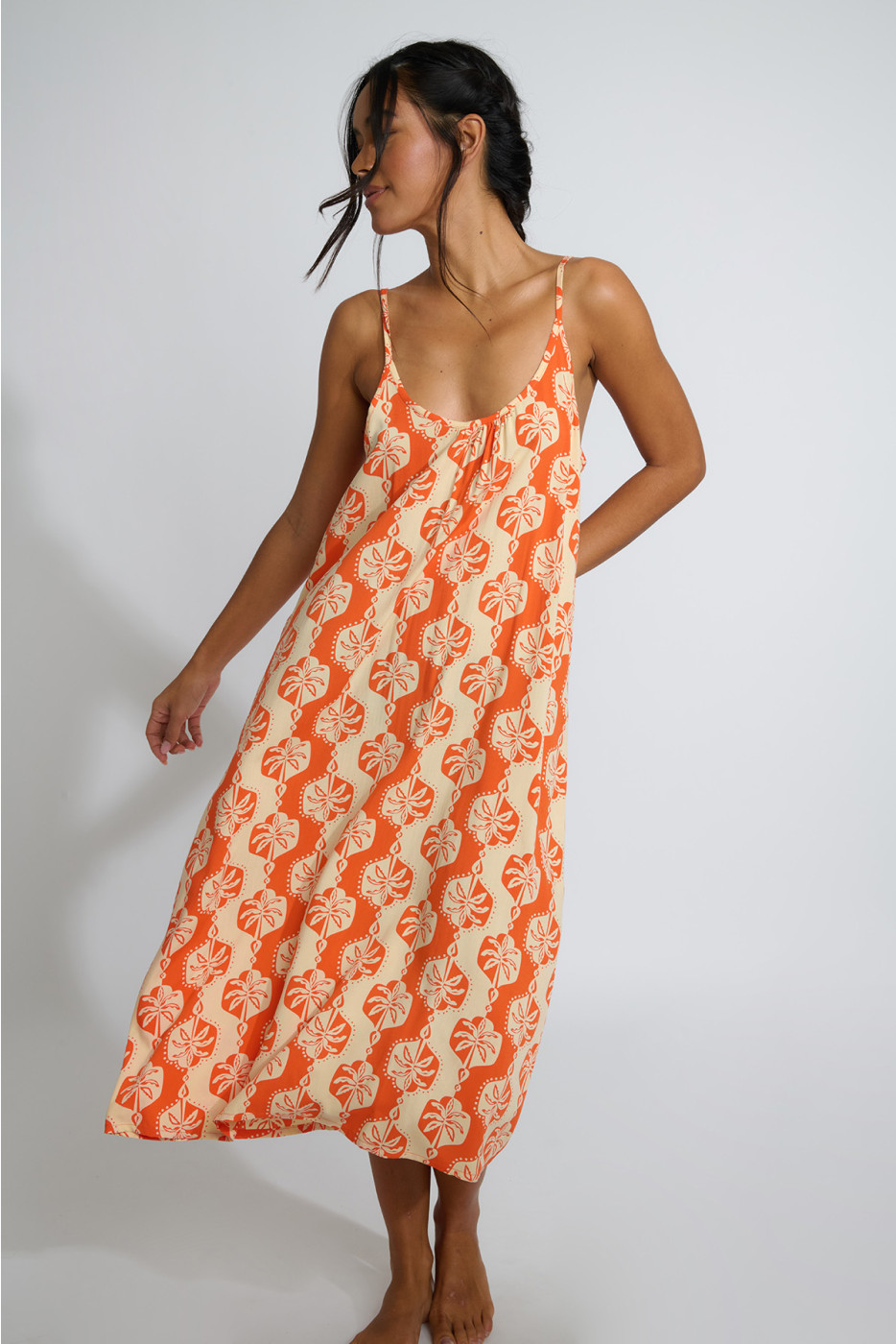 Vestido de playa fluido naranja CAPUCINE SARONG