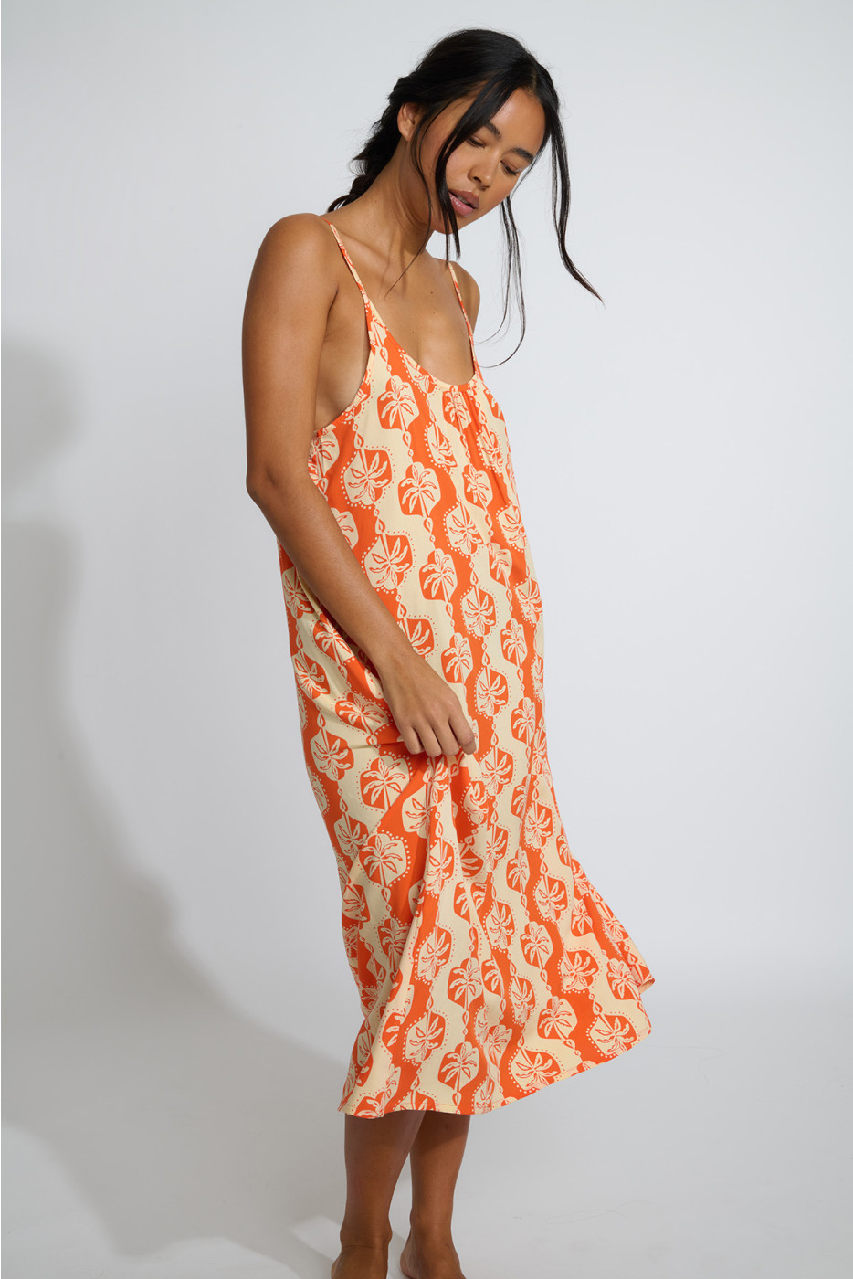 Vestido de playa fluido naranja CAPUCINE SARONG