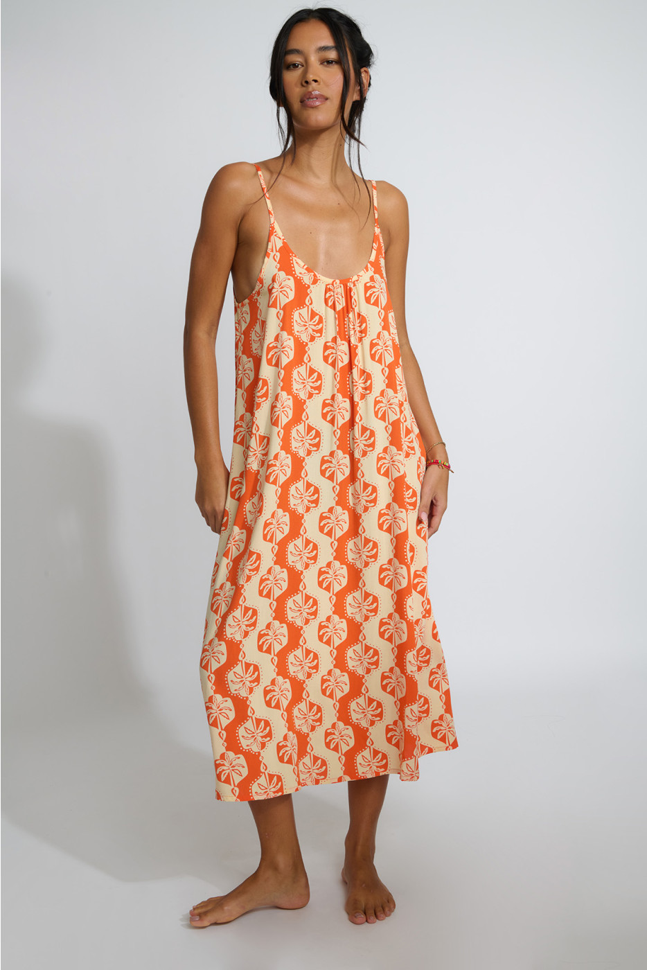 Vestido de playa fluido naranja CAPUCINE SARONG