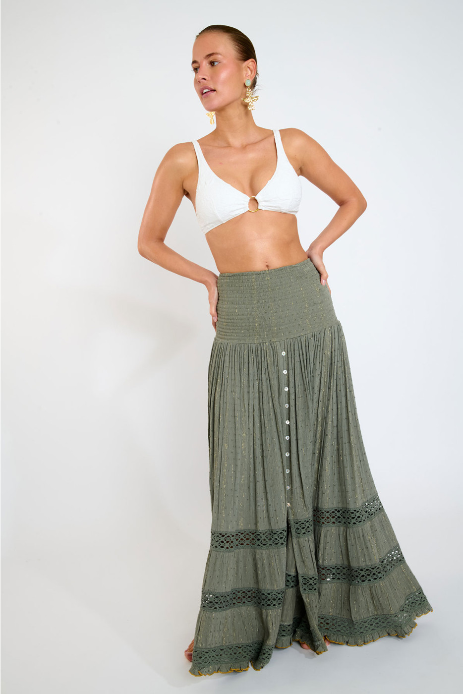Robe transformable en jupe kaki ETHEL SEALOVE