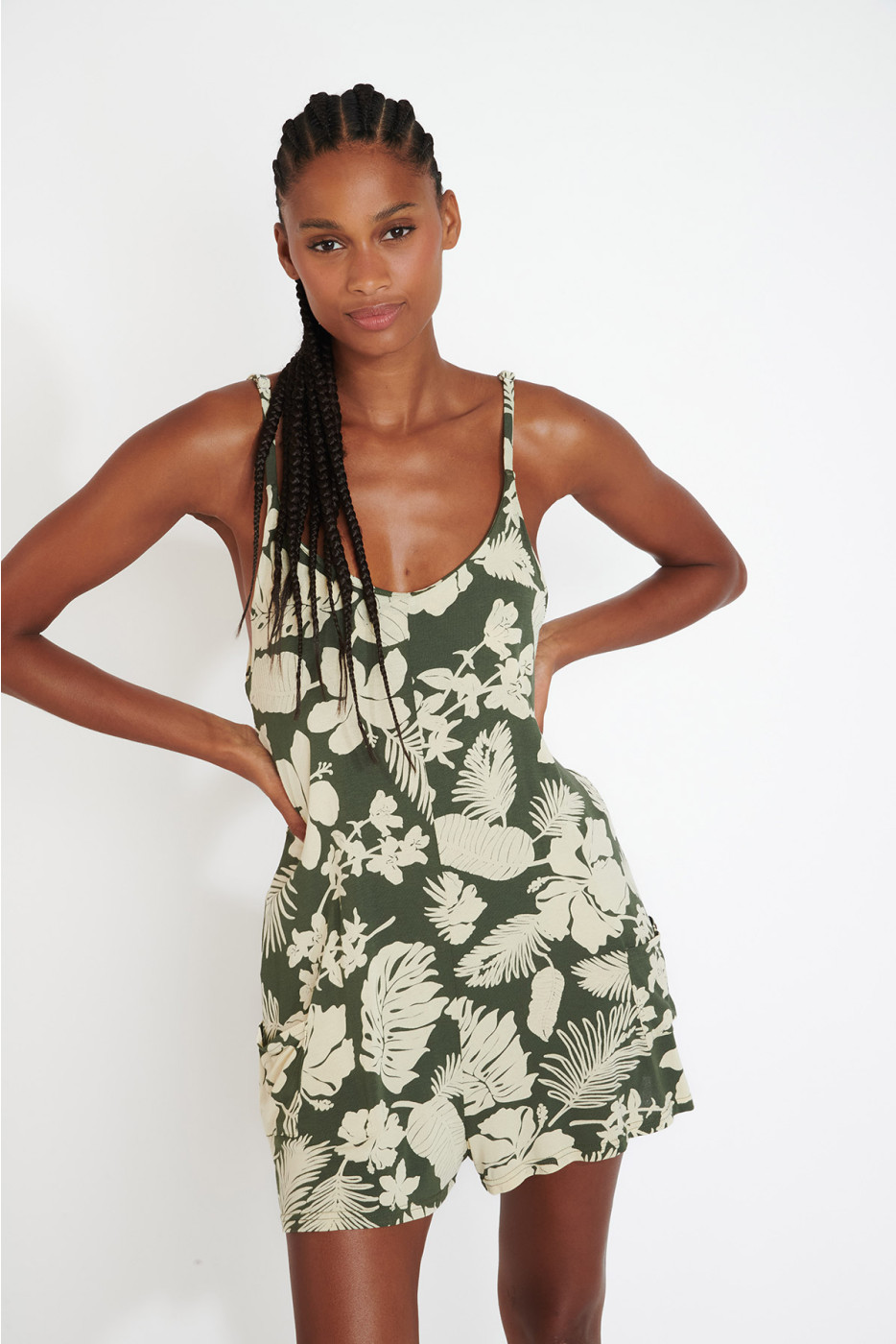 JONAH TANAISIE khaki floral playsuit