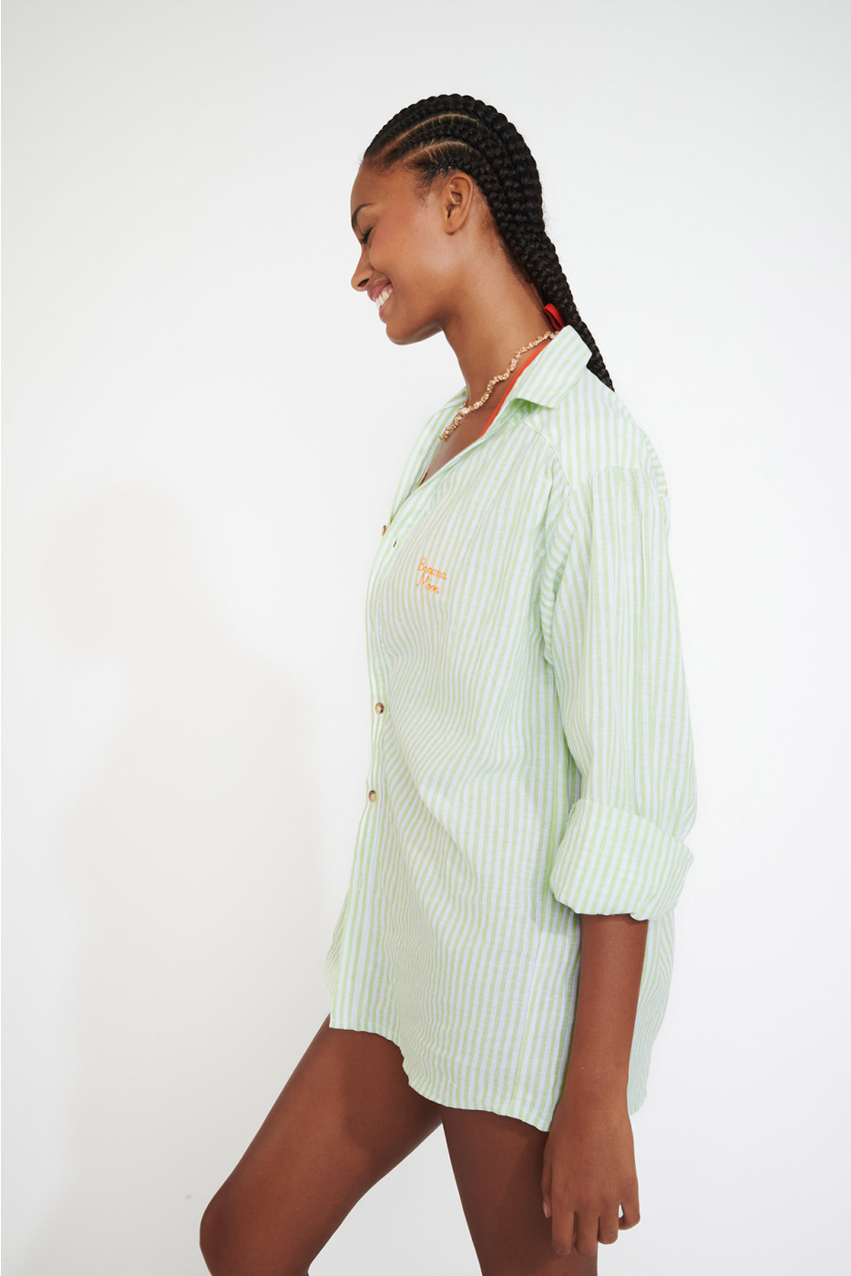 KNIGHT VARKALA women's green striped shirt - 6