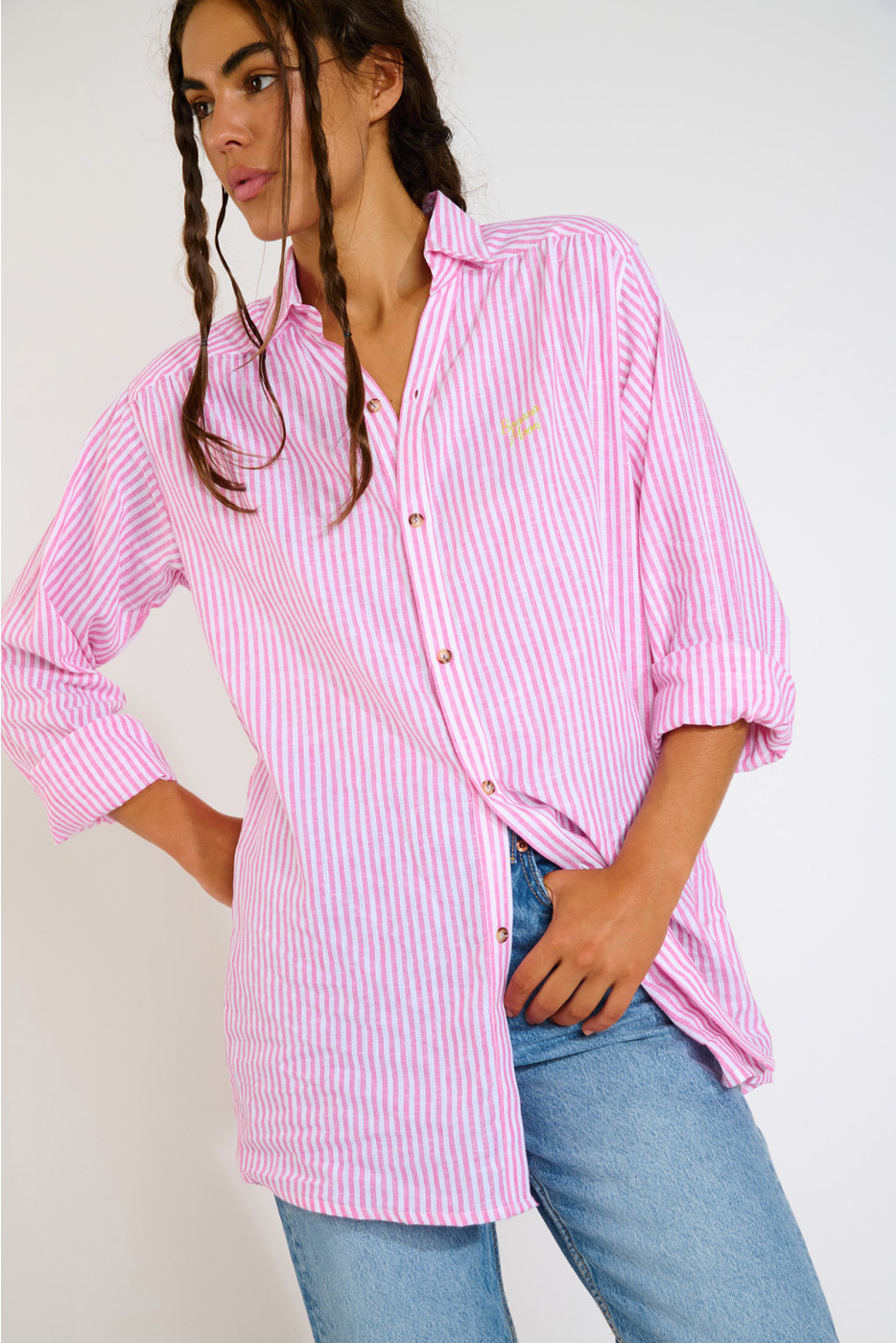 Camicia donna a righe rosa KNIGHT VARKALA - 6