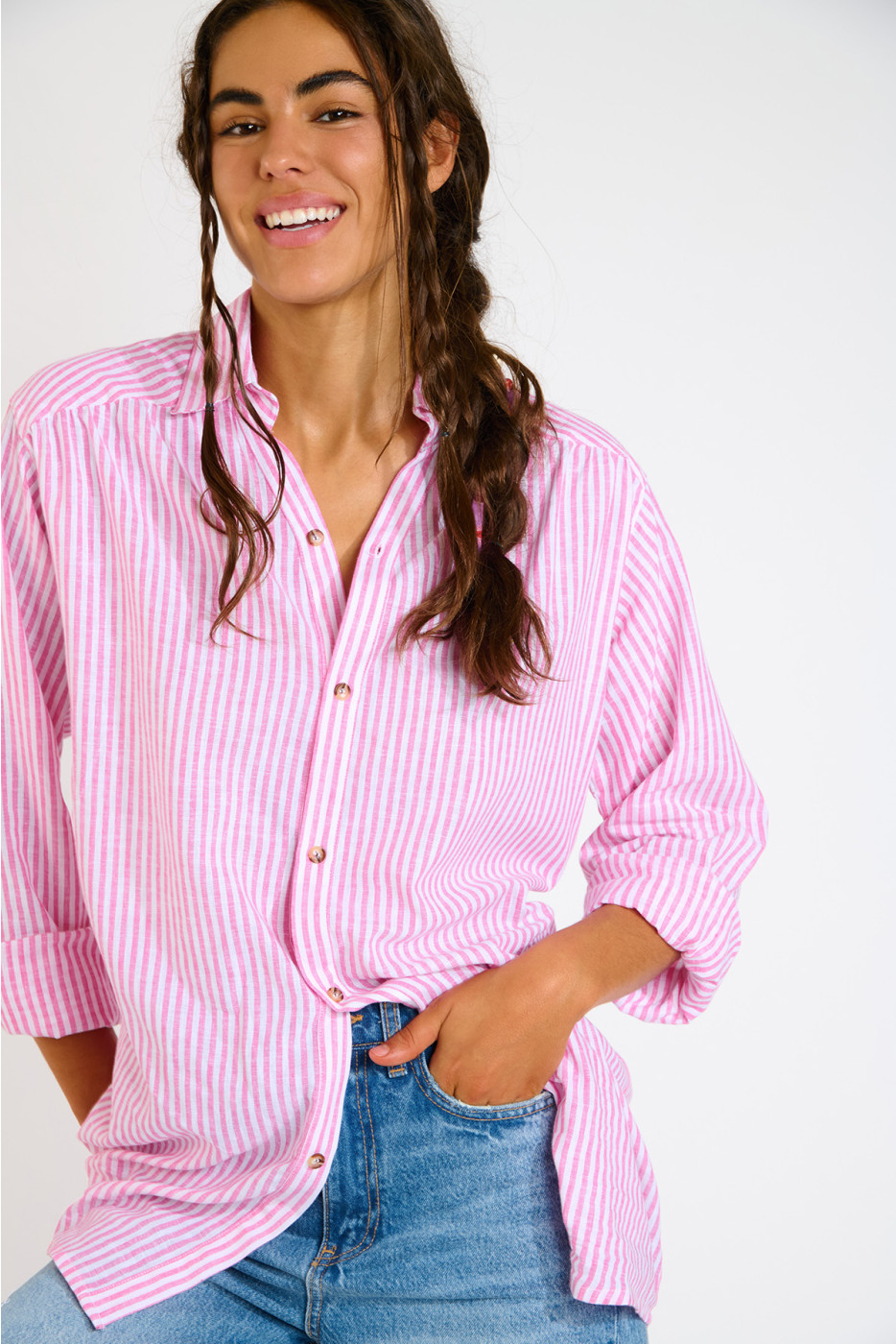 Camicia donna a righe rosa KNIGHT VARKALA - 8