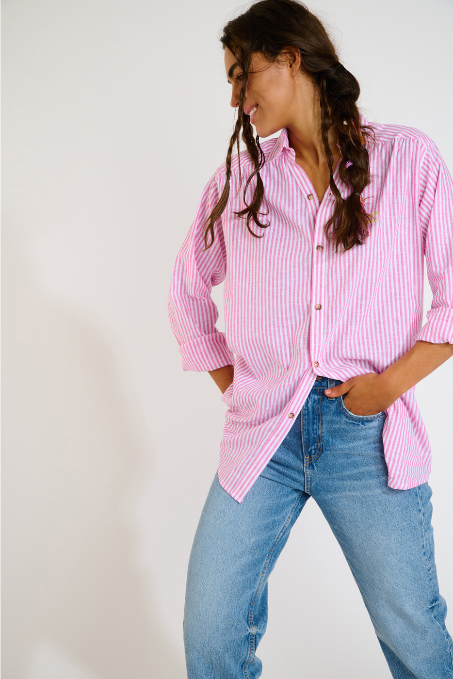 Camicia donna a righe rosa KNIGHT VARKALA - 10