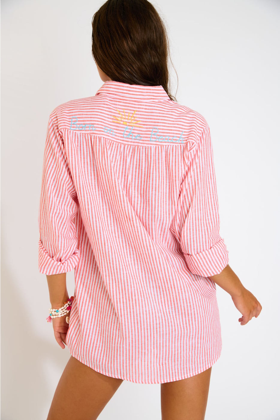 Oranje gestreepte damesblouse KNIGHT VARKALA - 2