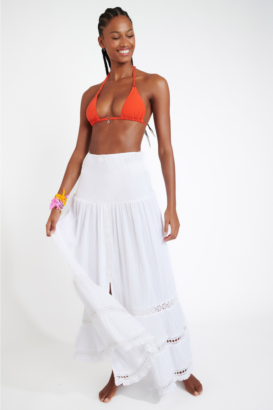 Banana さま専用①big volume tulle skirt.ivory White Pleated Flounce Maxi Viviana Skirt – SABO スカート