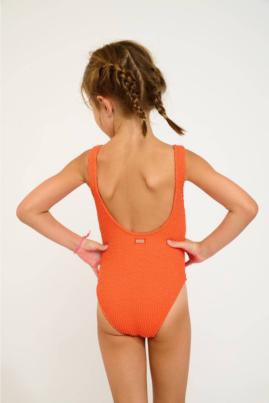 M BALOO POPCORN orange one-piece swimsuit for girls