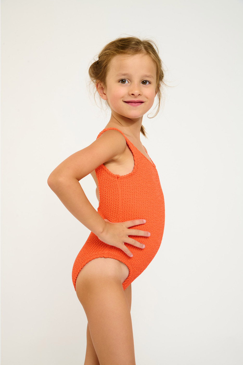 M BALOO POPCORN orange one-piece swimsuit for girls