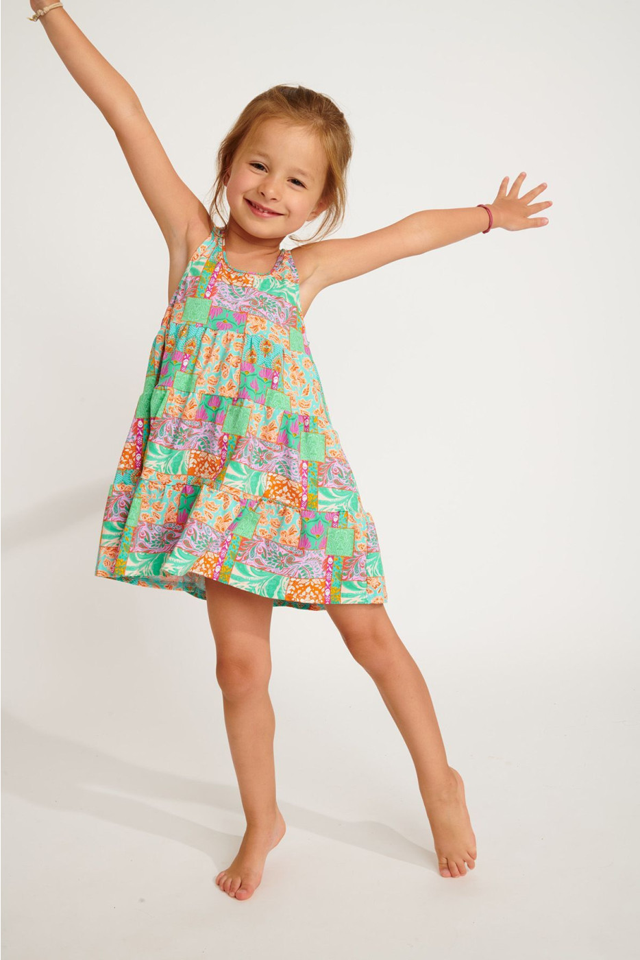 Vestido corto smock turquoise para niña M MIGNONS JAIPUR