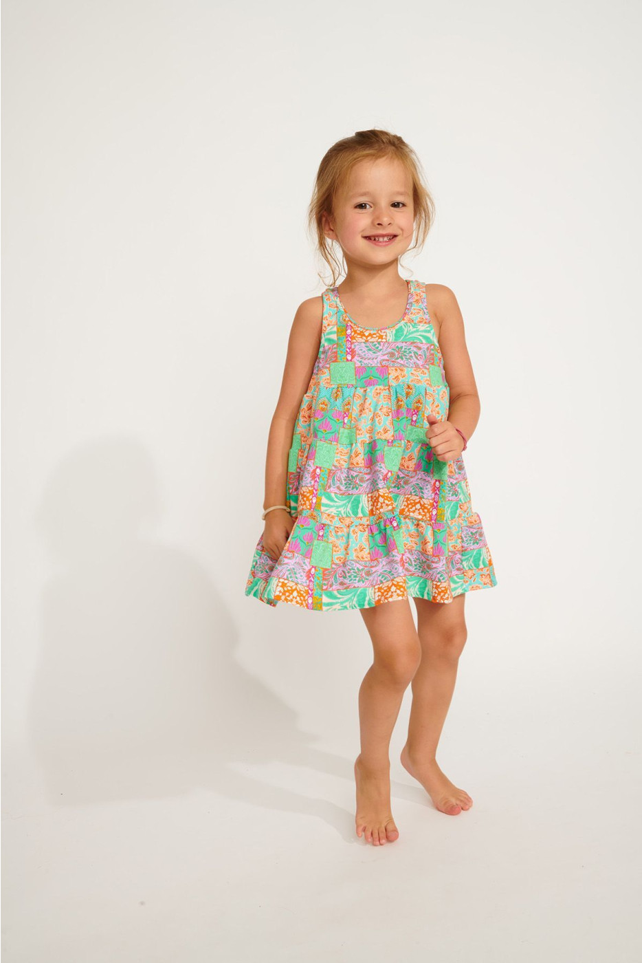 Vestido corto smock turquoise para niña M MIGNONS JAIPUR