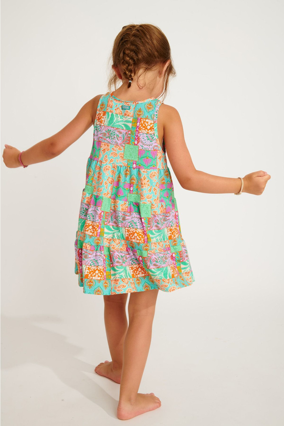 Vestido corto smock turquoise para niña M MIGNONS JAIPUR