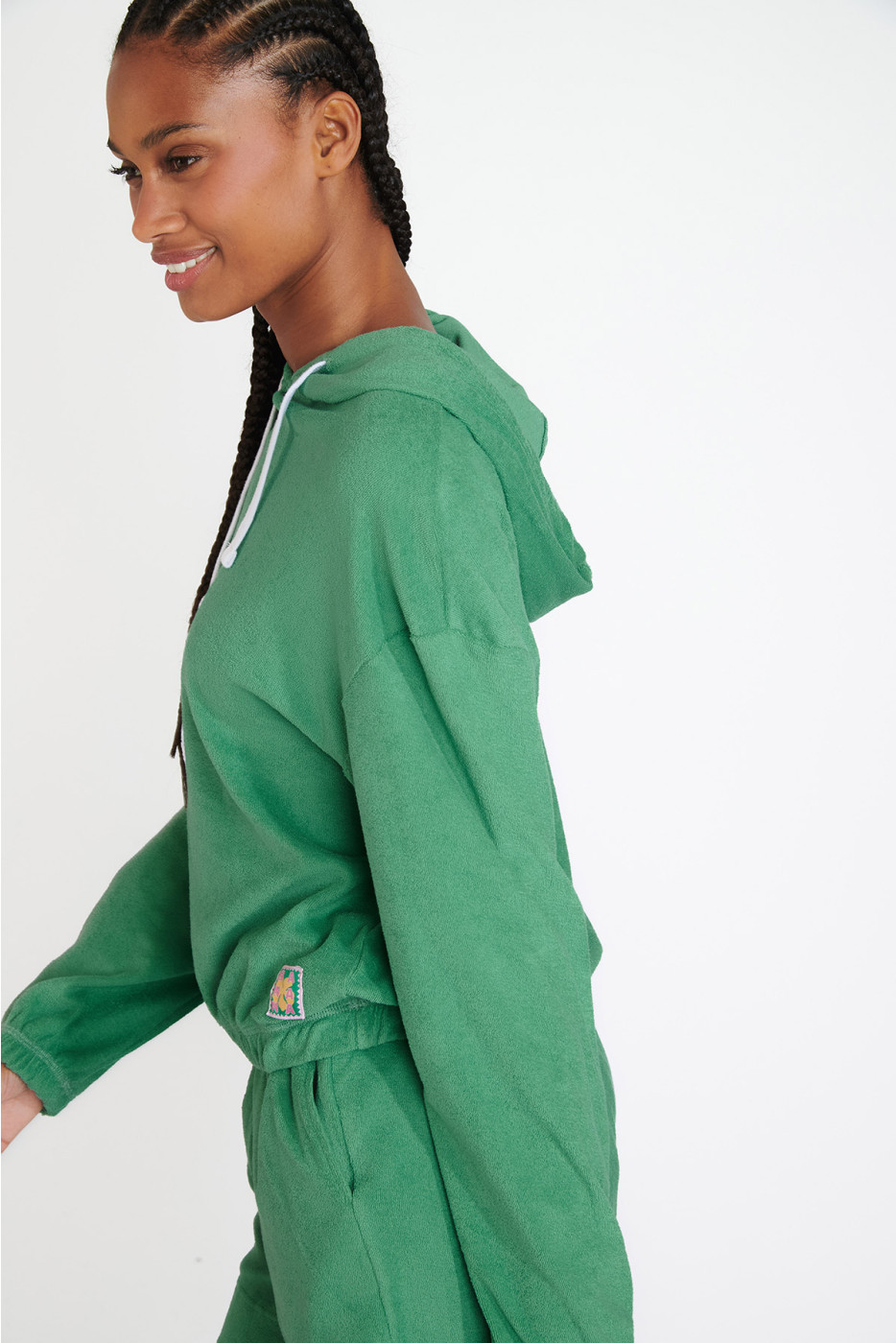 ONEKA SEASPONGE green sponge material cropped hooded sweatshirt - 6