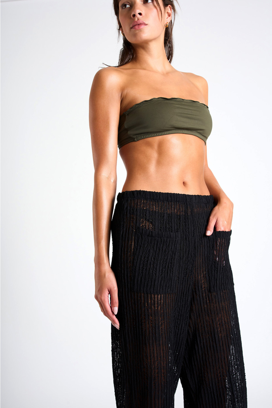 OSMOZE BEACHSOUL black openwork beach trousers