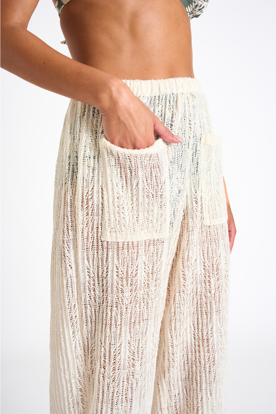 OSMOZE BEACHSOUL off-white openwork beach trousers - 5