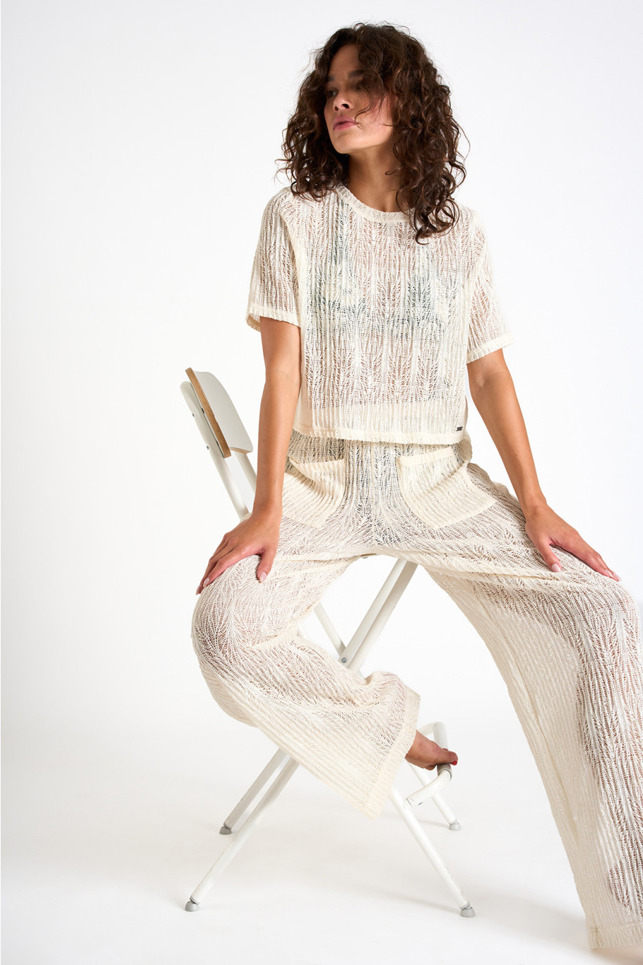 PAIGES BEACHSOUL off-white openwork t-shirt - 6