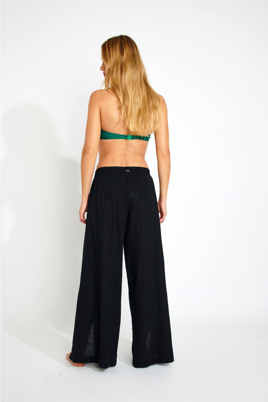 Pantalon fluide fendu noir STEFA CALYPSO - 2