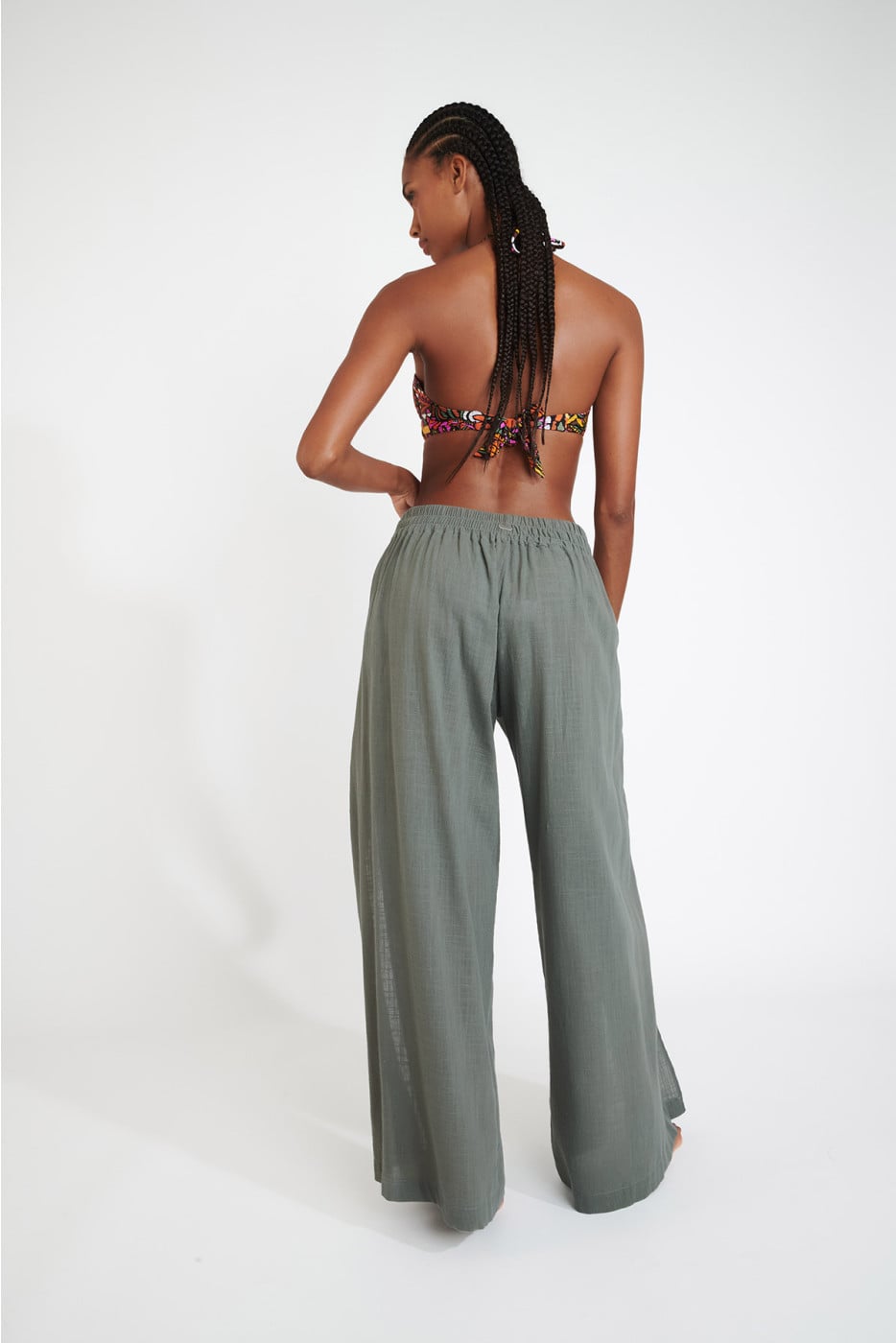 Kaki soepele broek met split STEFA CALYPSO - 5