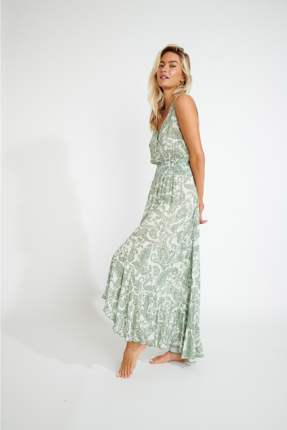TARA MASSIMIAVOIL green print maxi dress - 5