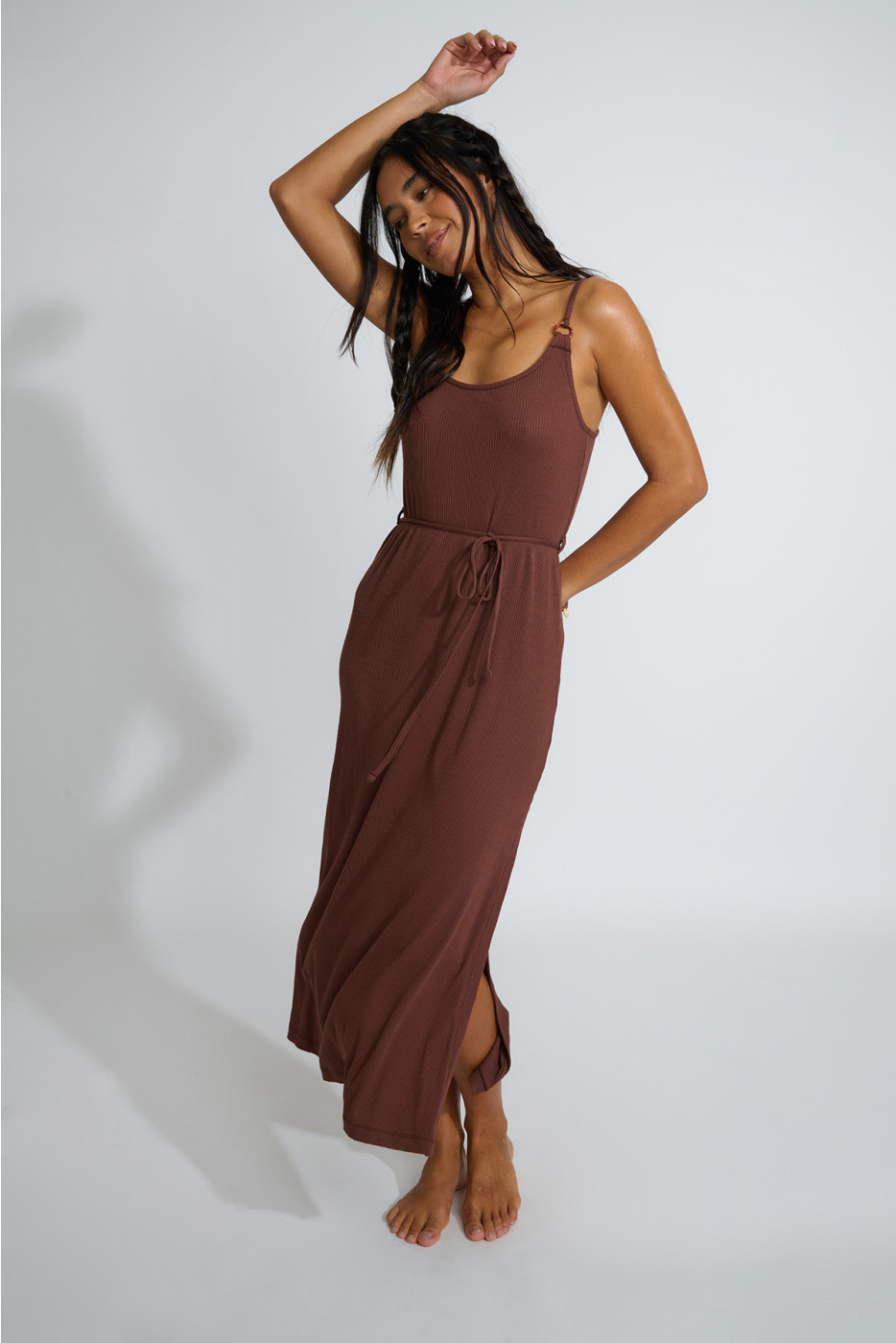 Bruin maxi-jurk YAQUINA AMARIA - 3