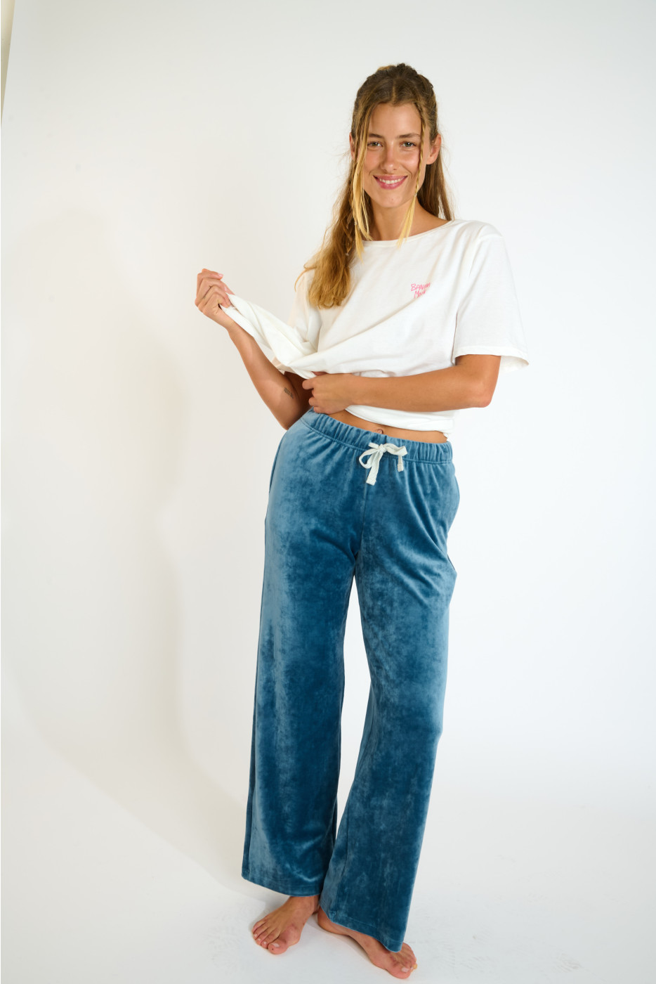 Pantaloni jogger in velluto blu BOREAL SEACHIC - 1