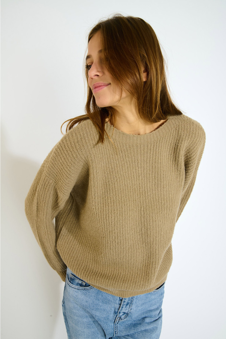 STACY ITHACA Taupe Oversized Trui - 4