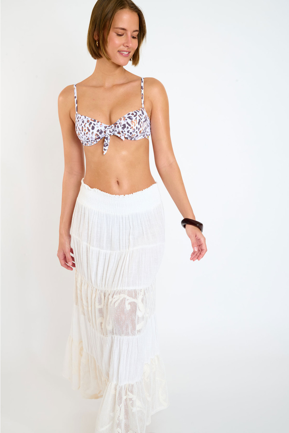 AENELY BOATDAY off-white rok met ruches