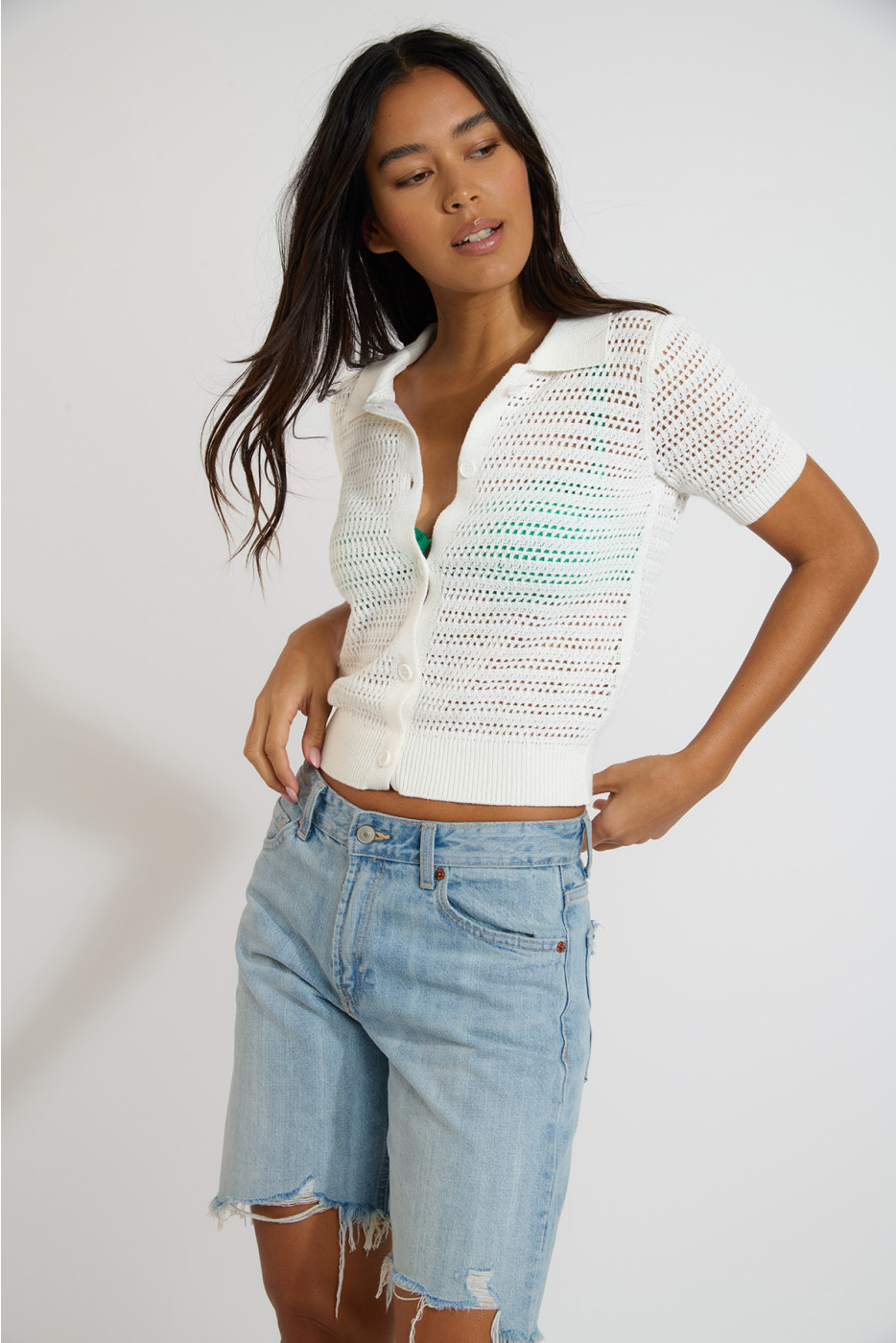 DALIA APOCADA white crochet shirt