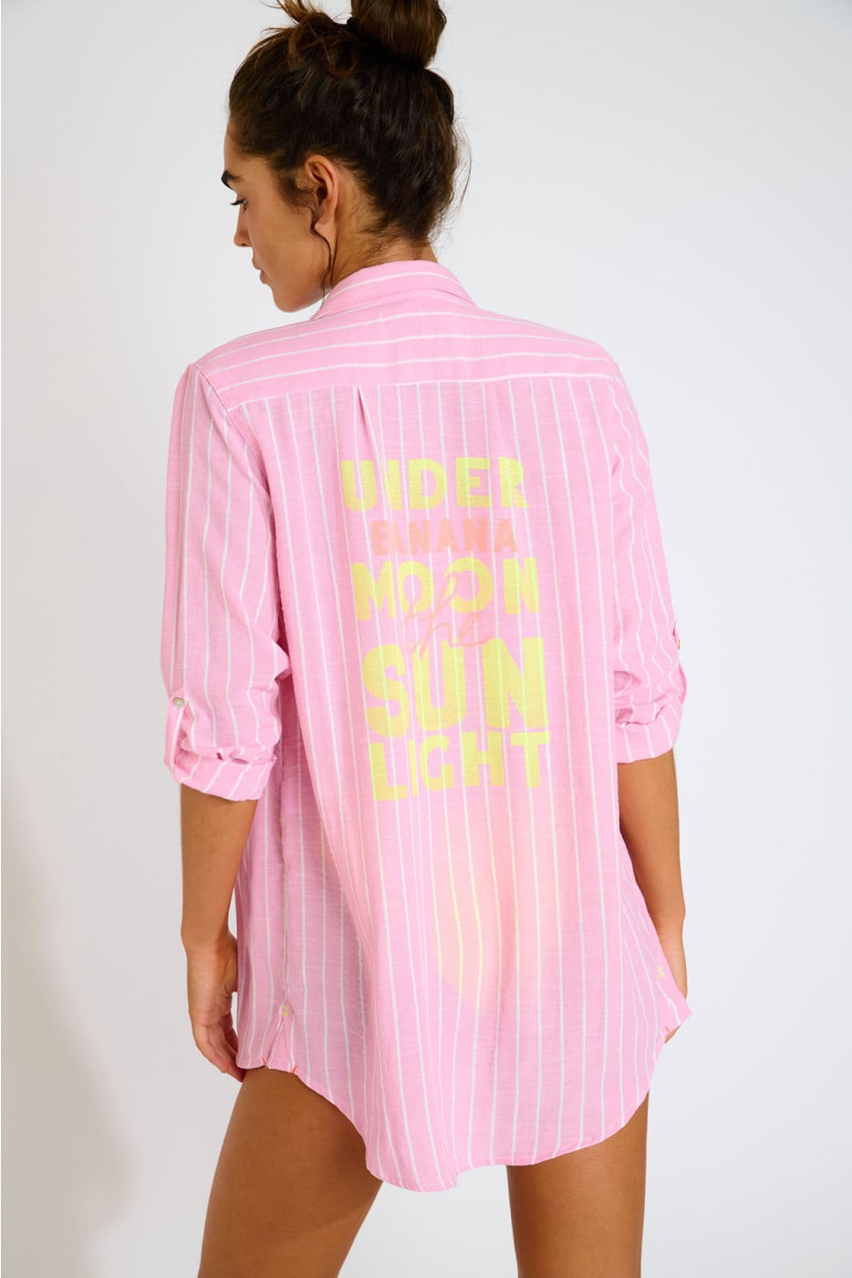 GAREL GALEANA lange gestreepte roze tuniekblouse - 3
