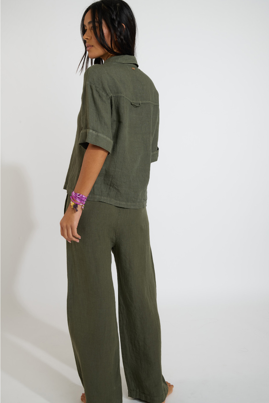HARRIET ARACENA korte kaki linnen blouse - 2