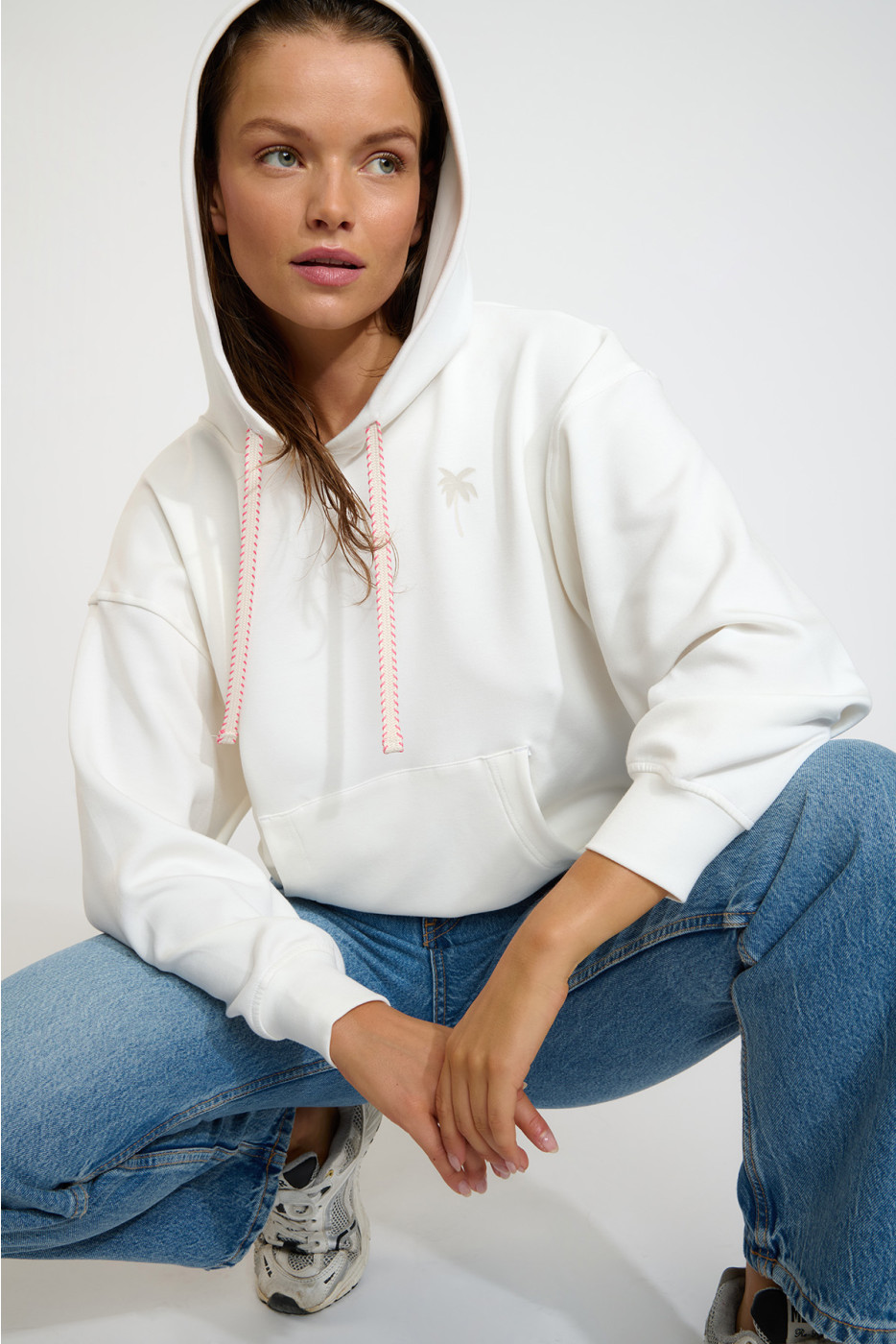 Felpa con cappuccio donna bianca JEXA BAYJOY - 4