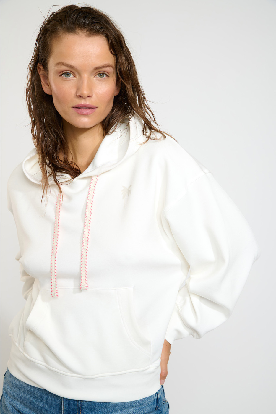 Felpa con cappuccio donna bianca JEXA BAYJOY - 6