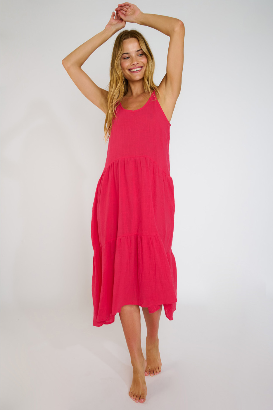 LAGUNA CAMERON roze katoenen lange jurk - 5