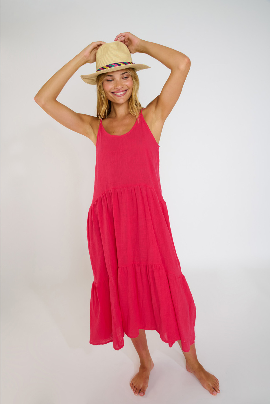 LAGUNA CAMERON roze katoenen lange jurk - 7